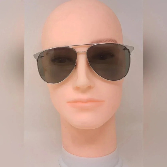 Saint Laurent Men's Aviator Sunglasses Metal Silver Green SL 279 004 61-14-145 - Picture 13 of 16